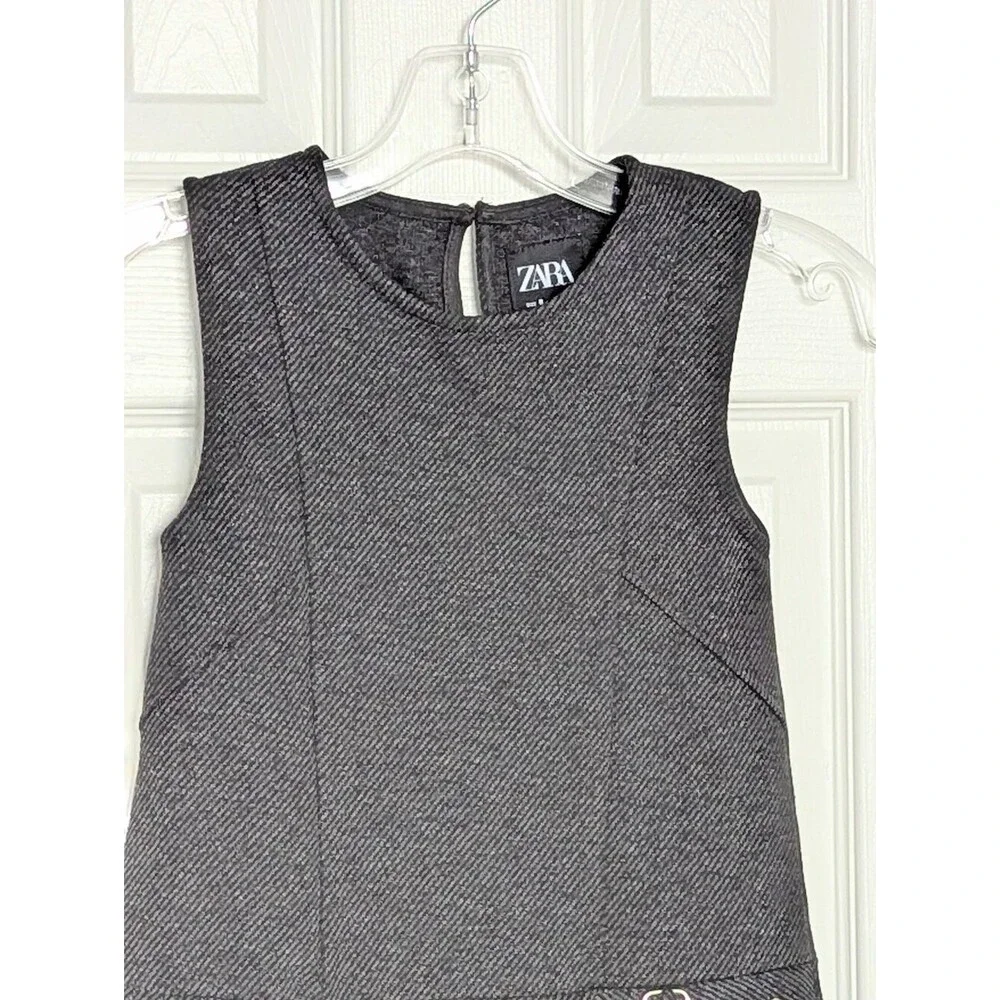 ZARA Girls (Size 8) Jumper/Pinafore/Tunic Dress w/Pleated Skirt & Buckle Accents